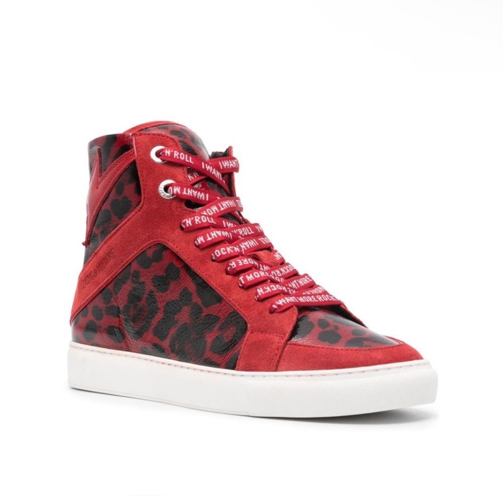 Zadig & Voltaire Red Leopard High Top Sneakers Size FR 38 or US 7